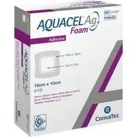 AQUACEL Ag Foam adhäsiv 10×10 cm Verband 10 St