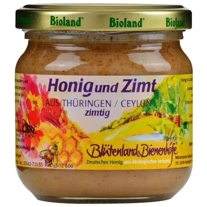 Blütenland Bienenhöfe *Bio Honig & Zimt, Deutscher Bioland-Honig (250g)