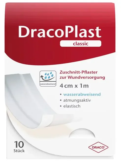 DracoPlast classic weiß 1m x 4cm Zuschnitt-Pflaster