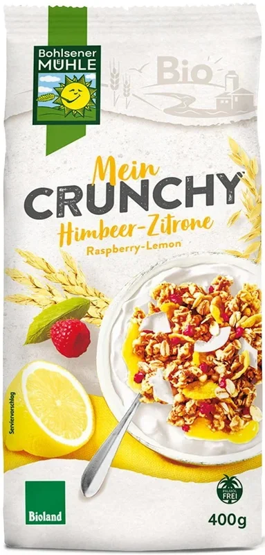 JOGHURT und ZITRONENKRUNKEN MIT MALINEN BIO 400 g – BOHLSENER MUEHLE