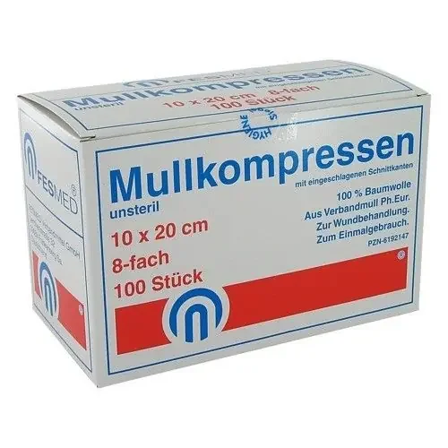 MULLKOMPRESSEN ES 10×20 cm unsteril 8fach 100 St