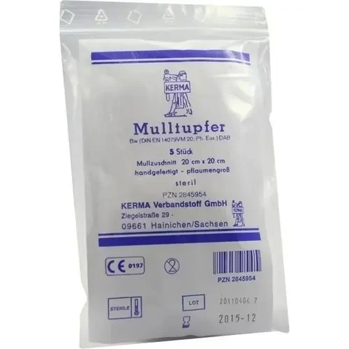 MULLTUPFER 20×20 cm pflaumengroß steril 5 St