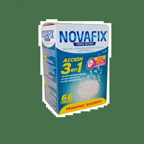 Novafix 3 in 1 Reinigungstabletten Zahnschutz (x66 Brausetabletten)