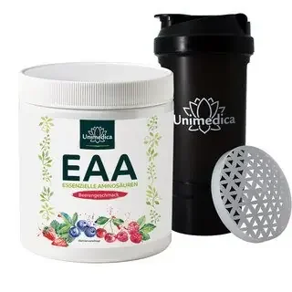 Sparset EAA – Essentielle Aminosäuren – Pulver mit Beerengeschmack – 500 g + Unimedica Protein Shaker – 500 ml – von Unimedica