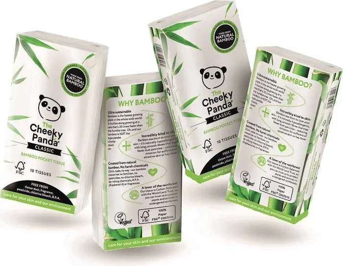 Taschentücher aus Bambus dreilagig Tasche 8 x 10 Stück – CHEEKY PANDA