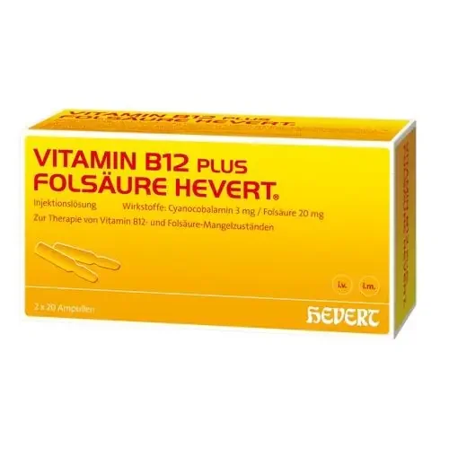 VITAMIN B12 PLUS Folsäure Hevert a 2 ml Ampullen 2X20X2 ml